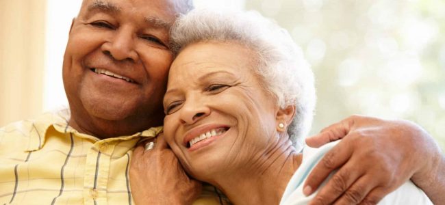 Senior African American couple at home
